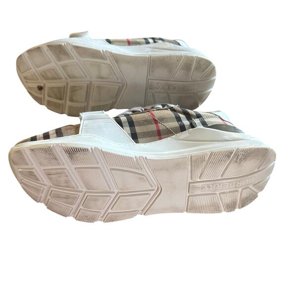 Burberry - Check and Leather Sneakers - Size 41 - Picture 12 of 12